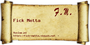 Fick Metta névjegykártya